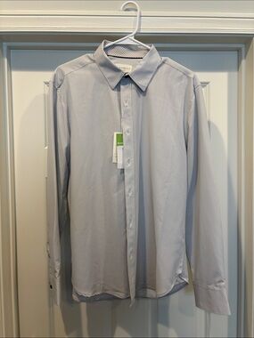 Nordstrom Construct Navy Microdot Long-Sleeve Dress Shirt Size L